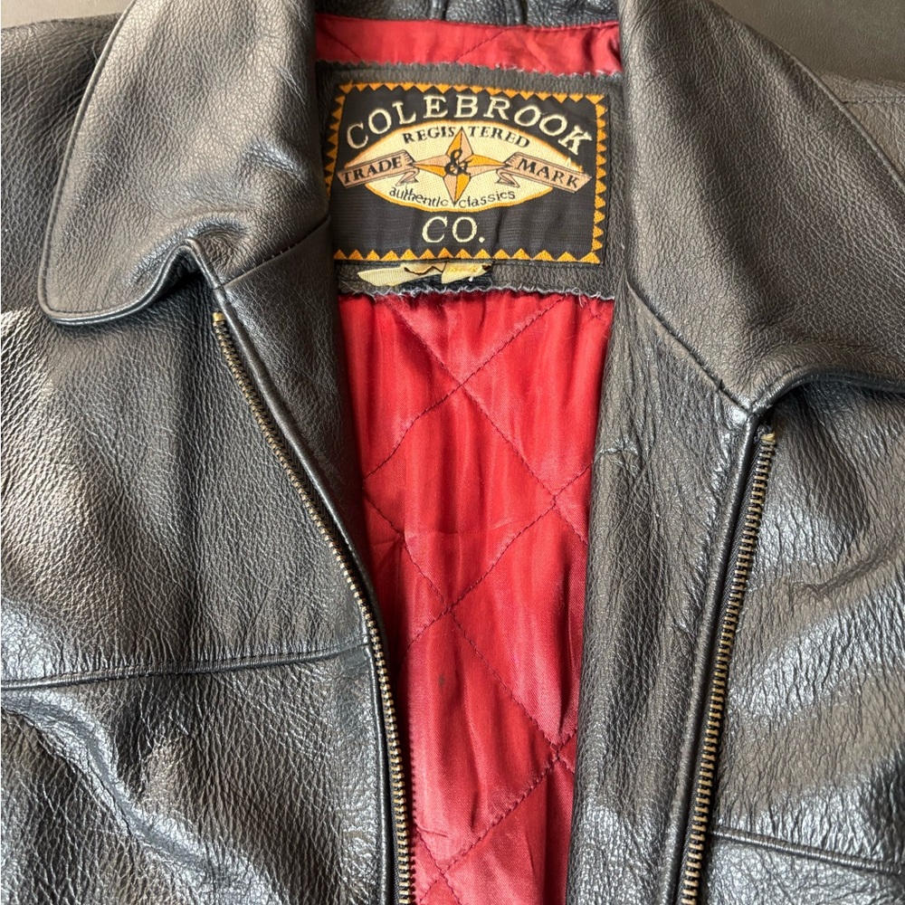 Scott Black Leather Bomber Jacket with Red Lining